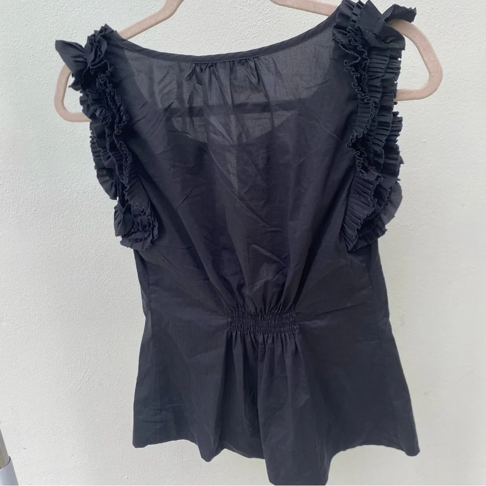 Y2K Black Ruffled Sleeveless Top Size Medium - Picture 4 of 7